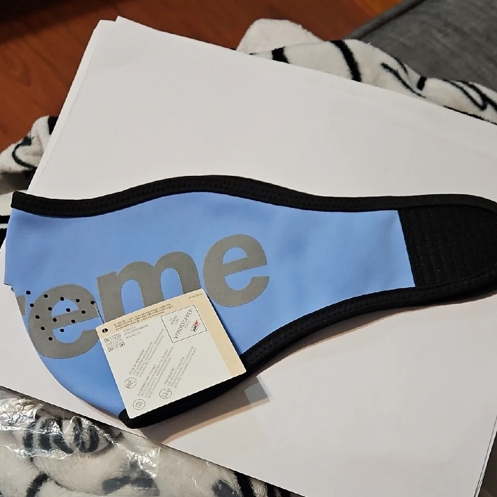 Supreme Light Blue and Gray Face Mask